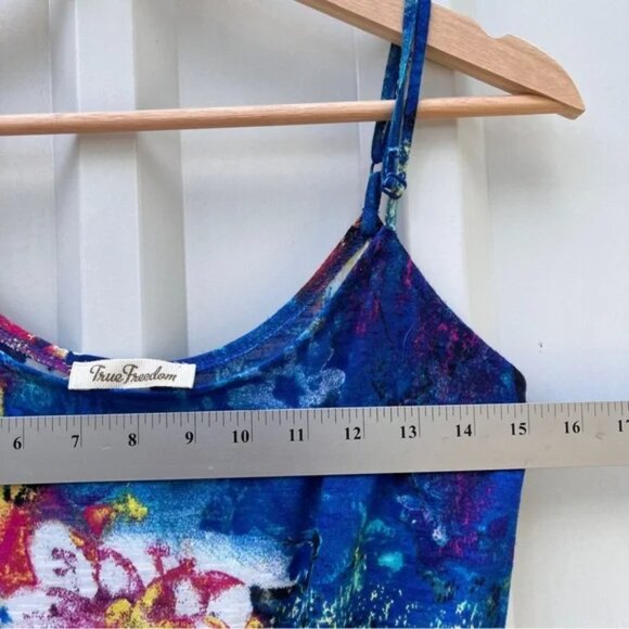 True Freedom Dress High-low Floral Strappy Blue Womens Small S - Picture 7 of 10